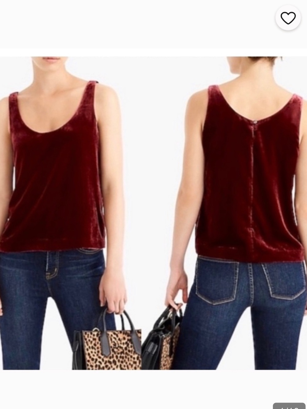 J. Crew Crushed Velvet Luxe Sleeveless Scoop-Neck Tank Top SZ 4 in Maroon